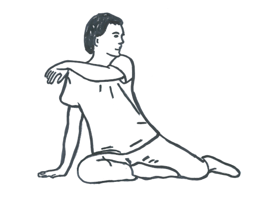 Feldenkrais-Illustration: sitzende Drehung